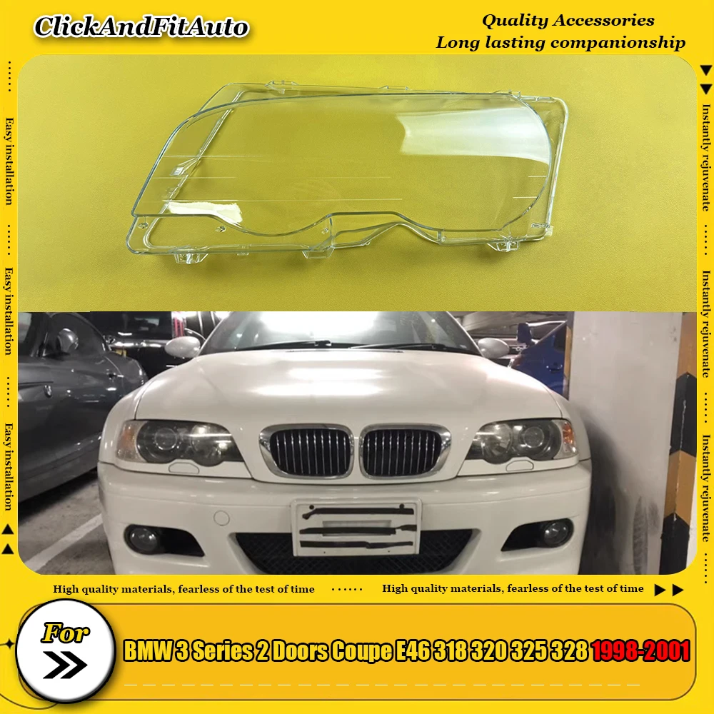

For BMW 3 Series 2 Doors Coupe E46 318 320 325 328 1998-2001 Car Front Headlight Lens Cover Auto Case Headlamp Glass Lampshade