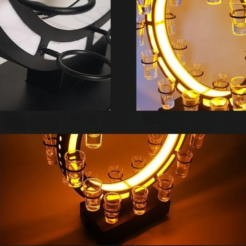 Ferris Wheel Cup Holders Creative LED Lighted Wine Cup Holders Cocktail Gamer Table Cups Holder Bar Ironwork Drinkware