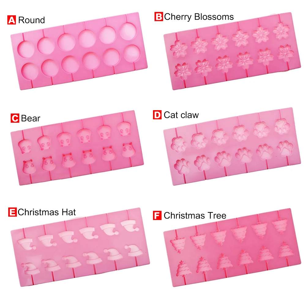 1Pcs 12 Lattice Silicone Lollipop Mold Household Diy Chocolate Candy Baking Tool Cake Dessert Decoration Cheese Stick Soft