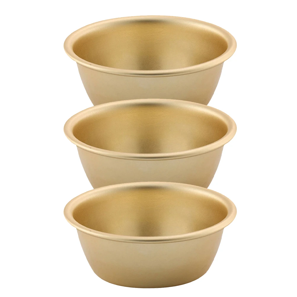 

3 Pcs Korean Yellow Aluminum Bowl Restaurant Bowls Home Camp Cup Assortment