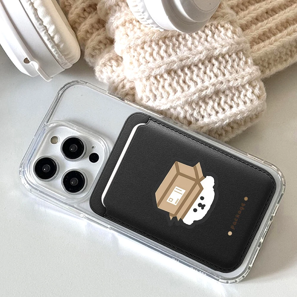 Puppy Leder-Kartenetui Handyhülle Kartenhalter für Magnetische Hülle Geeignet für alle iPhone Magsafe Karten-Handy-Rückseiten-Taschen – Detail 4
