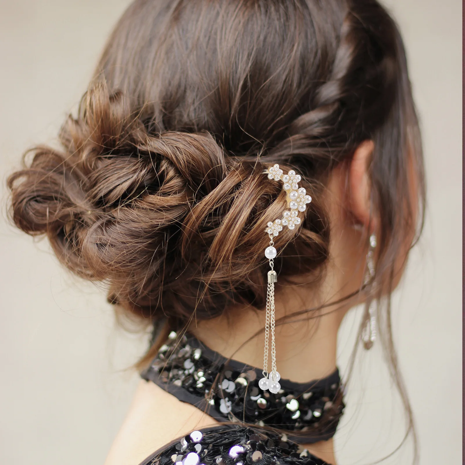 

Pearl Hairpin Bridal Accessories Ancient Chinese Costume Headdress Elegant Clips Women Comb Bridesmaid Asian for Alloy Shower