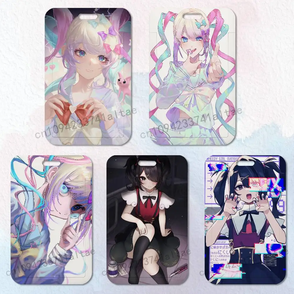 

Game N-Needy Girl O-Overdose Card Holder Durable With Carabiner Name Tag Vertical ID Badge Holders Credentials Protection