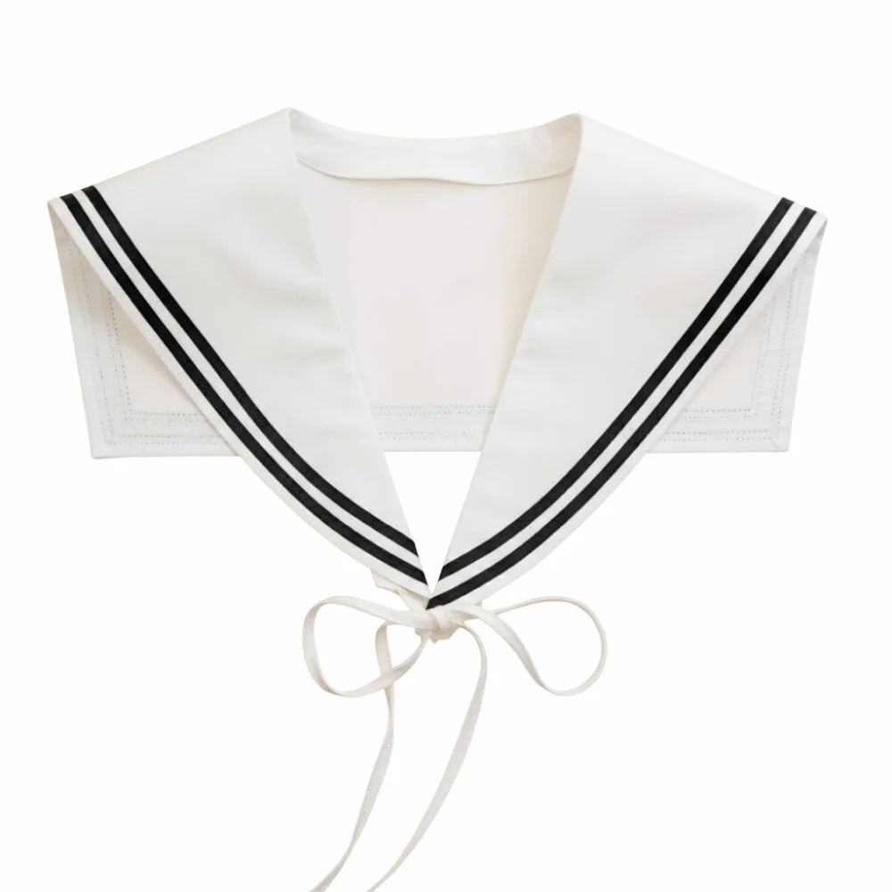 

Striped Sailor Fake Collars Scarf Detachable Laced False Tie Neckwear Cotton Black White Top Fake Collar Necklaces