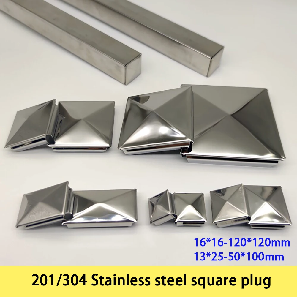 Dia16*16-120*120mm 304/201 Stainless Steel Square Tube Plug Decorative Hole Sealing Cover Wear-Resistant Table&chair Accessories