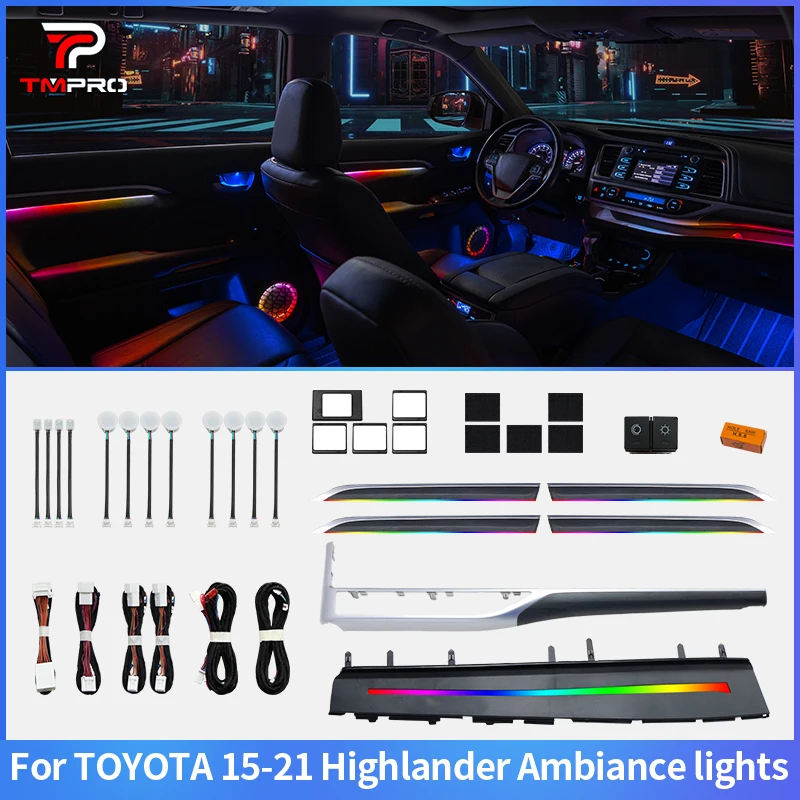 TMPRO 64-color LED suitable for interior decoration and safety ambient lighting for 2015-2021 Toyota Highlander