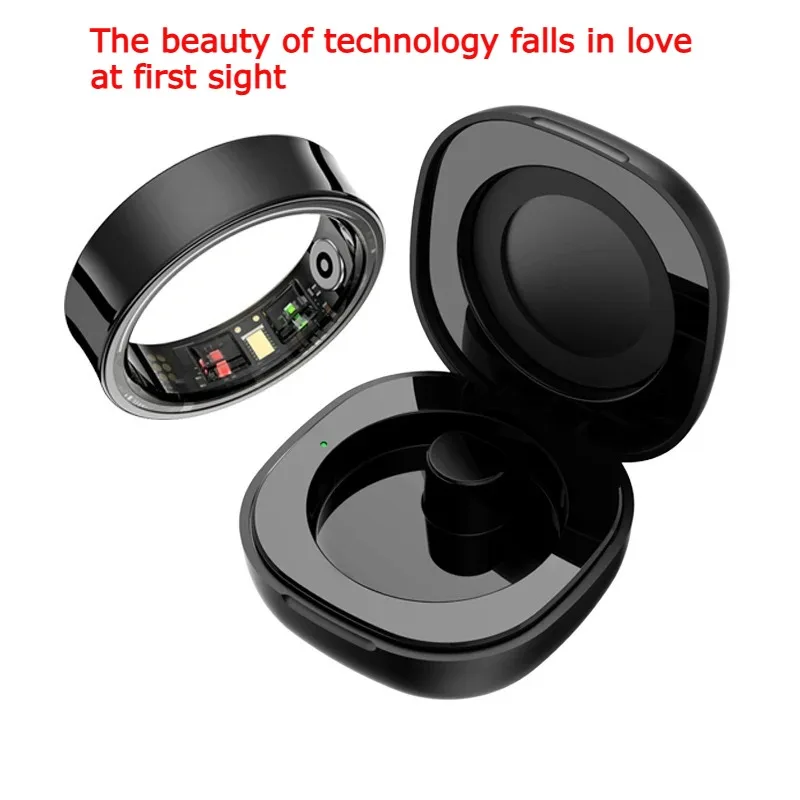 

Smart Ring Men Women with Charging Case,Heart Rate Blood Oxygen,Skin Temperature Monitor,5ATM Waterproof For Android iOS