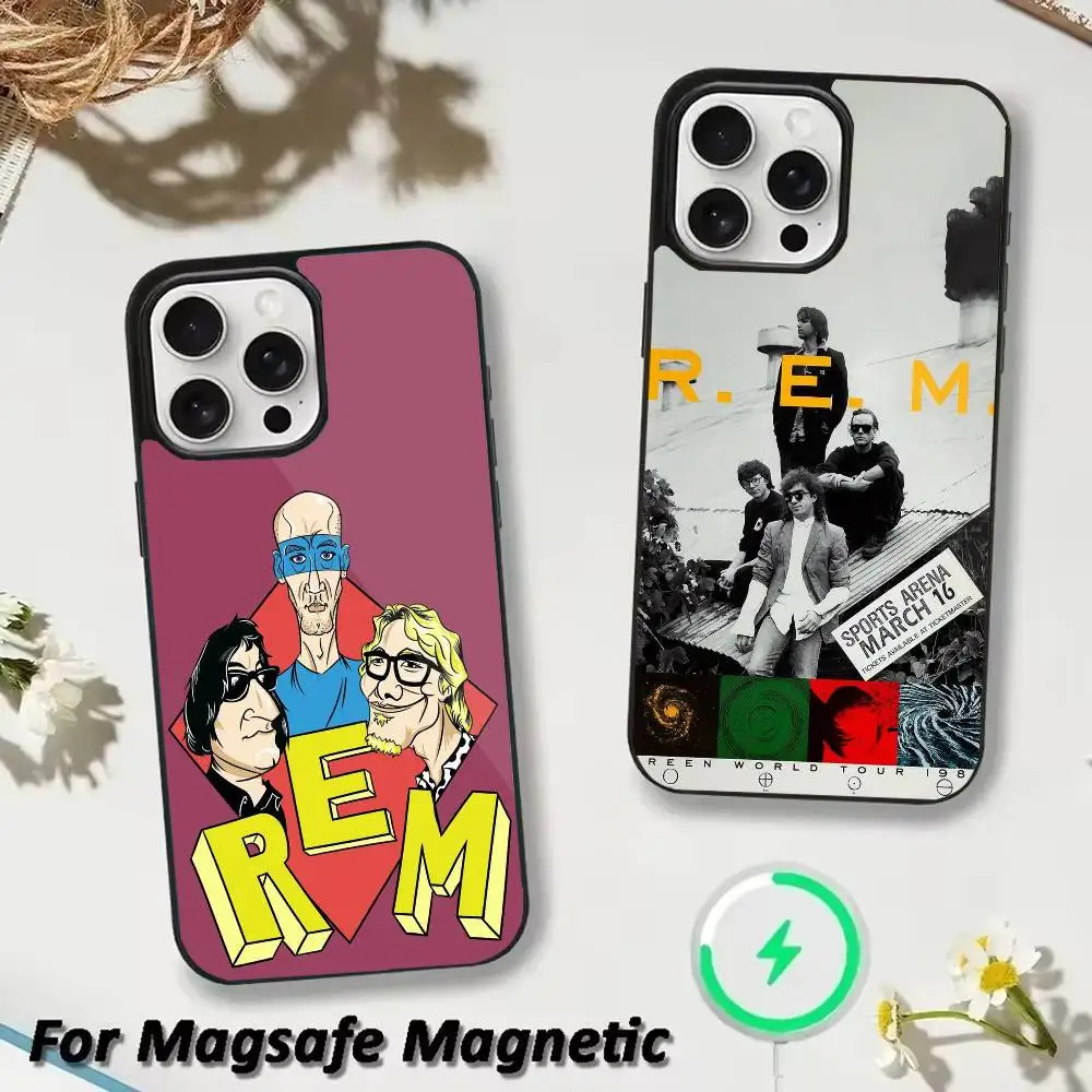 

band R.E.M Phone Case For iPhone 17 16 15 14 13 12 Pro Max Plus for Magsafe Mirror Wireless Magnetic Cover