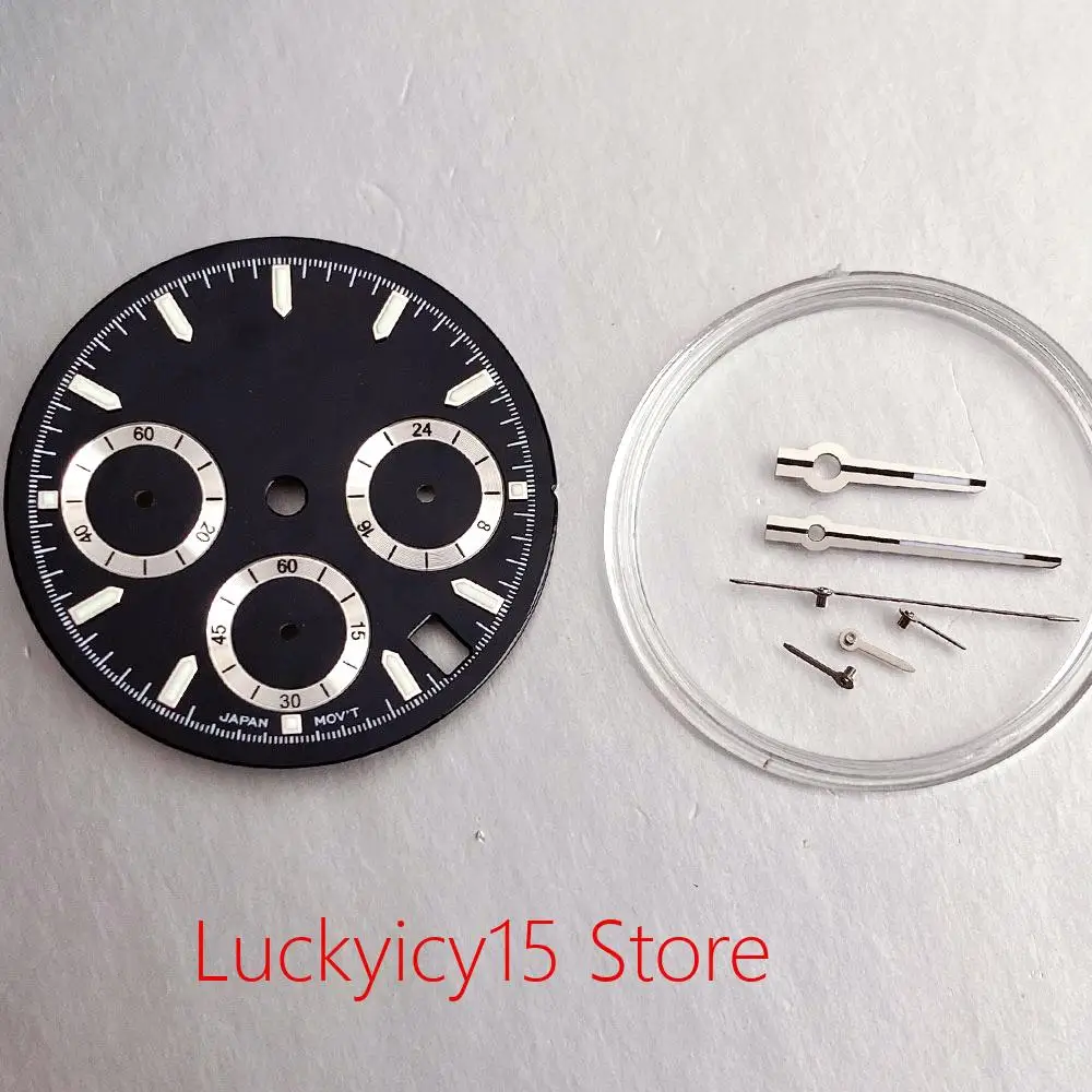 New 29.5mm Watch Dial 6 hands White/Black/Blue for VK63A Quartz Movement Chronograph Indices Watch Accessories watch parts