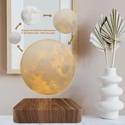 Levitating Moon Lamp Magnetic Floating Night Light Creative Table 3D Printed Luna Night Light with 3 Color Modes  for Gift Home