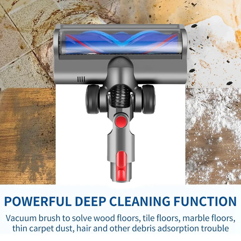 For Dyson V7 V8 V10 V11 V15  Vacuum Attachment  Quick Release Motor Head Brush  With LED Dust Lights With Switch Lock