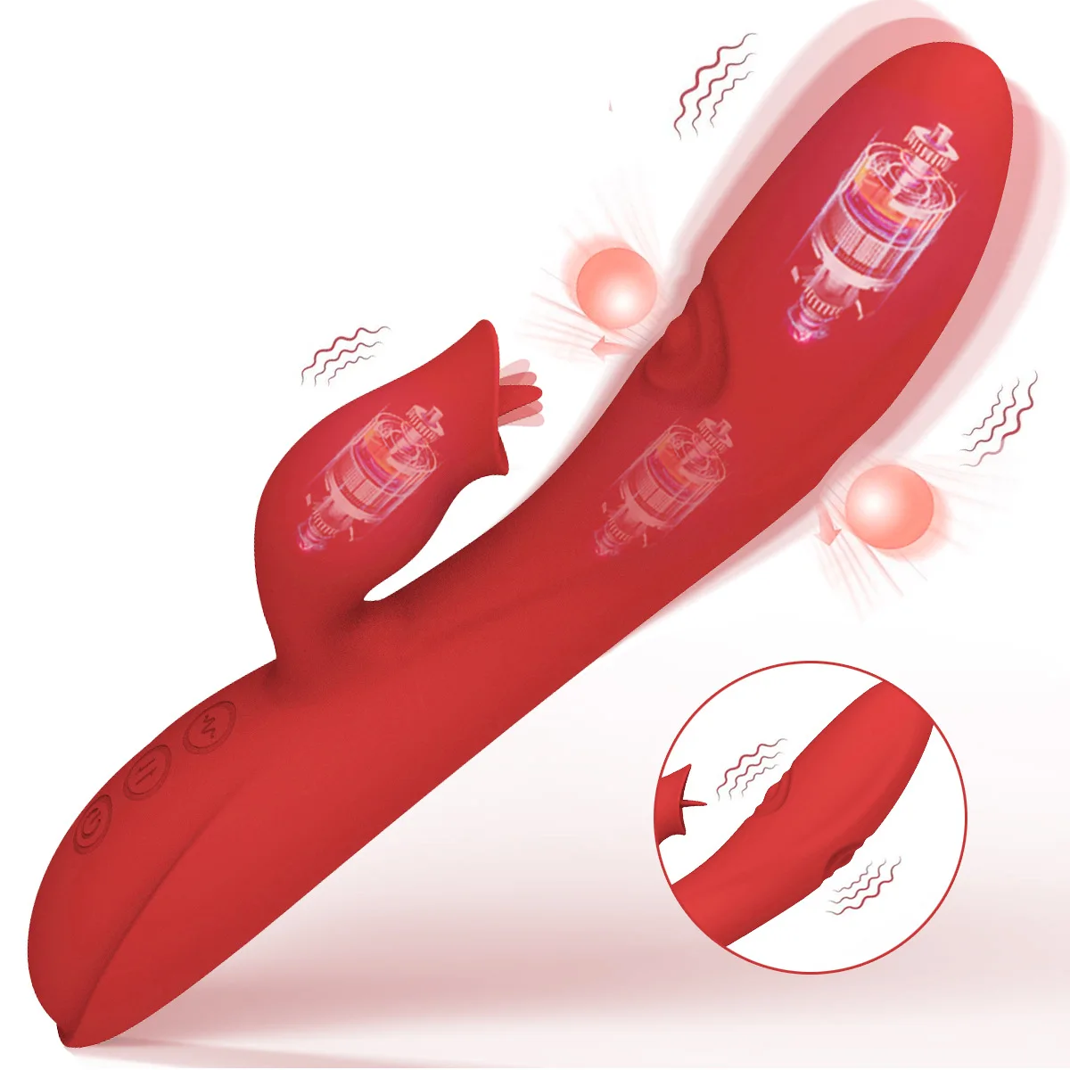 7-frequency Tongue Licking And Slapping Vibrator Three-point Vibration Vaginal Massager Clitoral G-spot Stimulator Adult Sex Toy