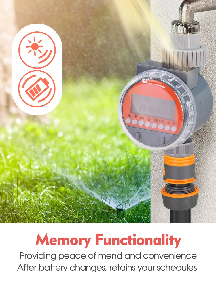 Solar Powered Ball Valve Garden Digital Water Timer Programmable Tap Hose Sprinkler Controller Waterproof Auto Irrigation Smart