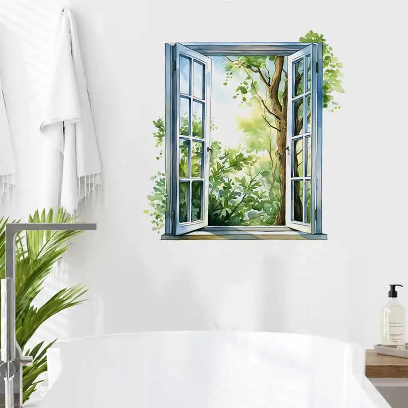 Watercolor Window Wall Stickers Living Room Sofa Background Decoration Wallpaper For Home Decor Room Art Decals Sticker M1490