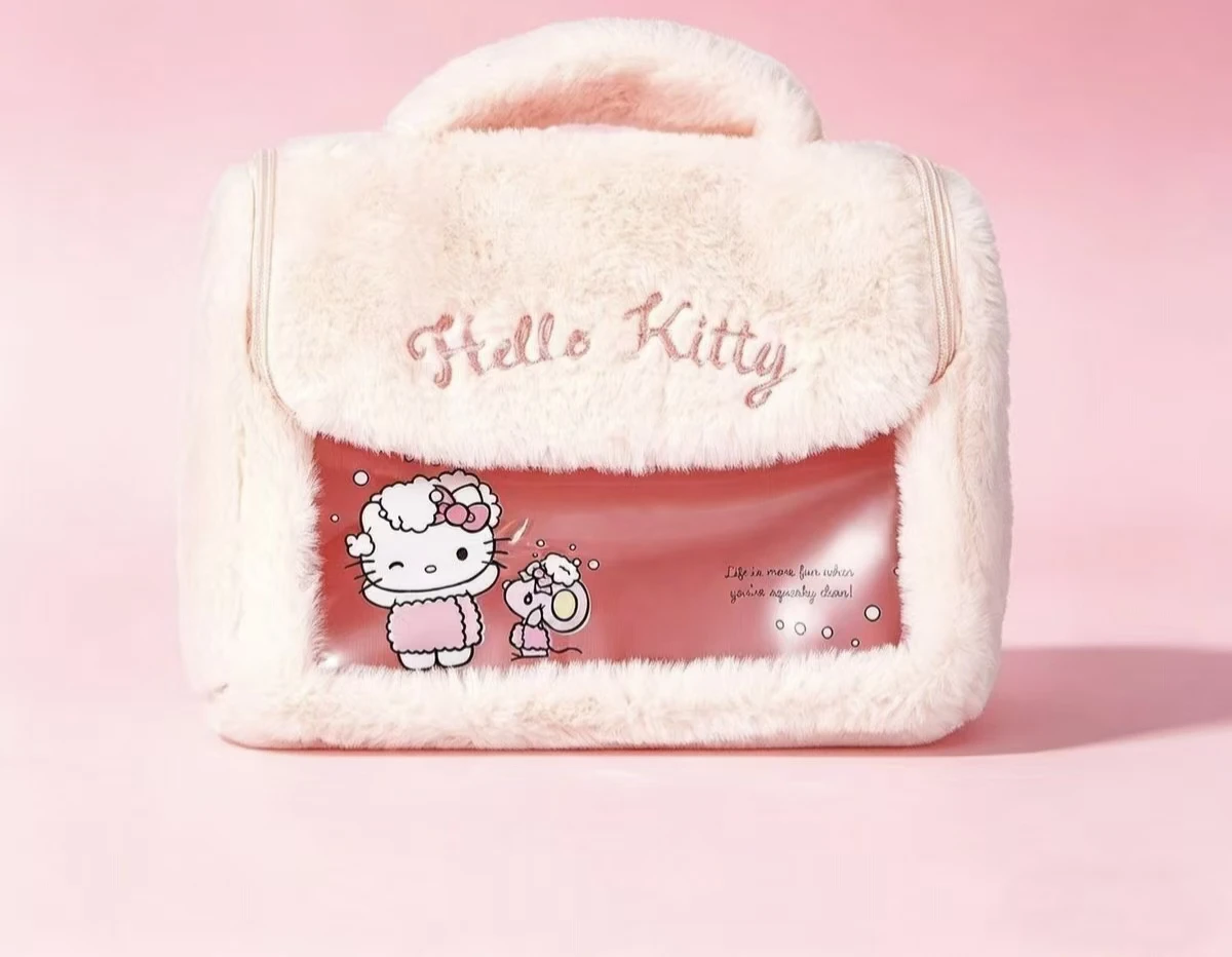 Sanrio Hellokitty  plush cute cosmetic bag with large capacity for high-looking women, fashionable handbag, high-end storage bag