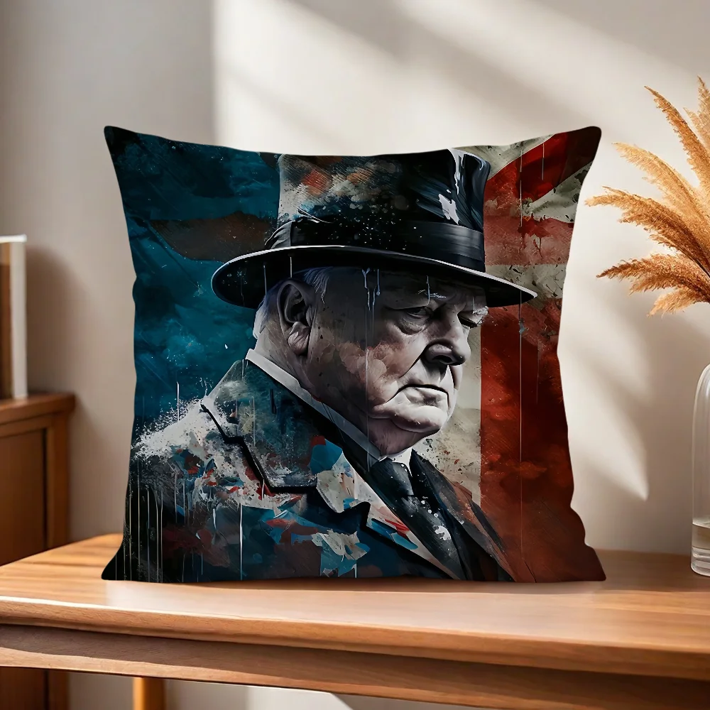 Union Jack Flagge C-Churchill Kissenbezug Kissenhülle für Zuhause, Sofa, Wohnzimmer, Büro, Café, Auto – Detail 5