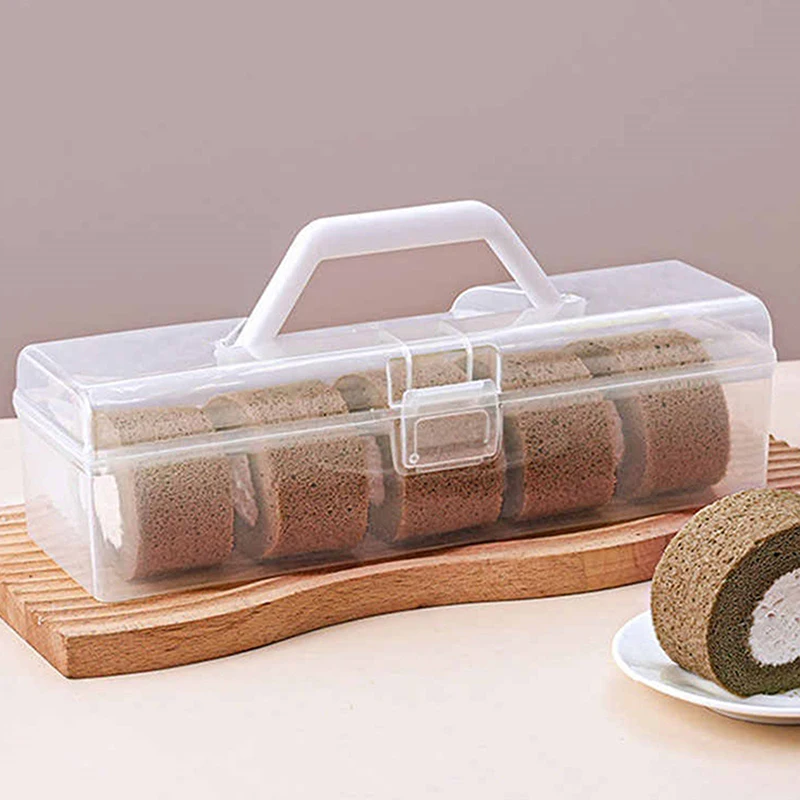 

1Piece Reusable Swiss Roll Cake Storage Container with Handle - Japanese-Style Refrigerator Preserver for Cake Slices