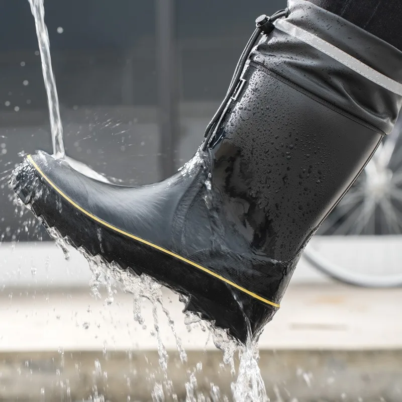 Men Rain Boots Fashion Mid-calf Rubber Boots Outdoor Car Wash Waterproof Shoes Non Slip Fishing Rubber Galoshes Резиновые Сапоги