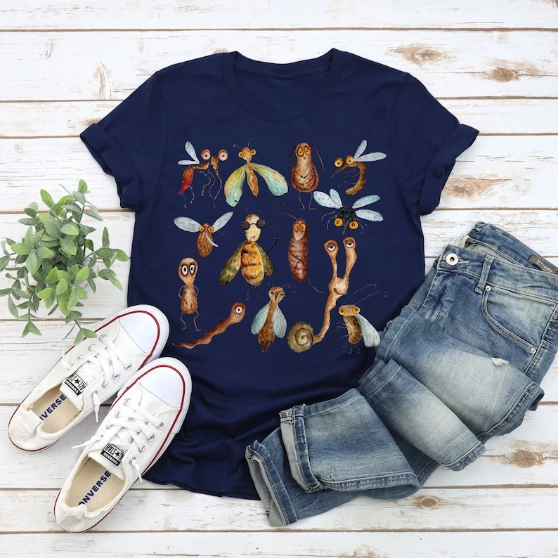 Bug Entomology Shirt Bug Lover Entomology T Shirt Gift  Insect  Botanical Insect Funny Tee Women Cotton Breathable Summer Tees