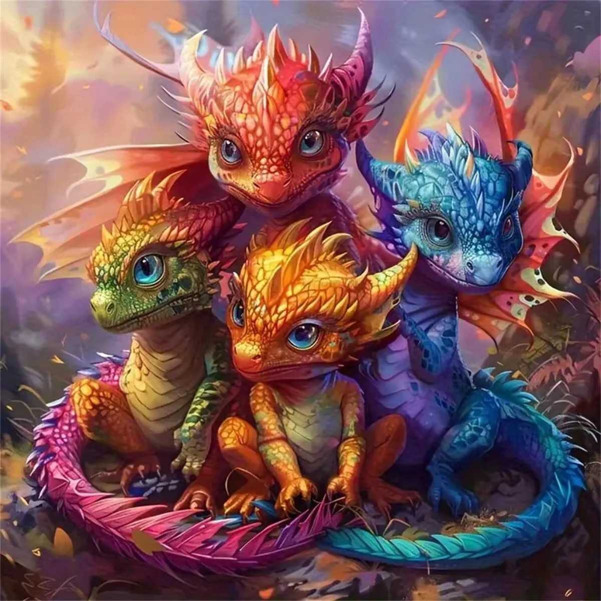 

500PCS/1024 PCS Jigsaw Puzzles Little Mutated Dragon Animal Challenging Family Activity Game for Bedroom Home Decor Gift