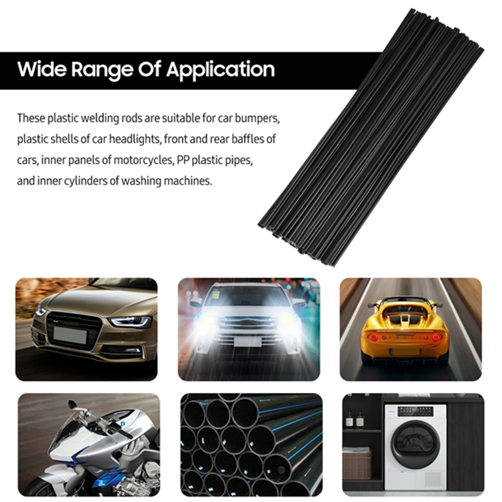 50 PCS PP Plastic Welding Rods Low Density Polypropylene Flat Rods Suitable Car Bumper Plastic Pipe Car Baffles Repair Tools