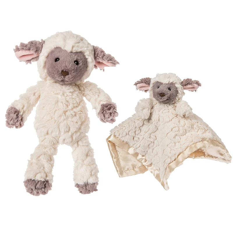 Lovely Soft Lamb Cuddly Plush Toys Stuffed Animals Cute Sheep Security Blanket For Newborn Appease Doll Infant Baby Gift Set