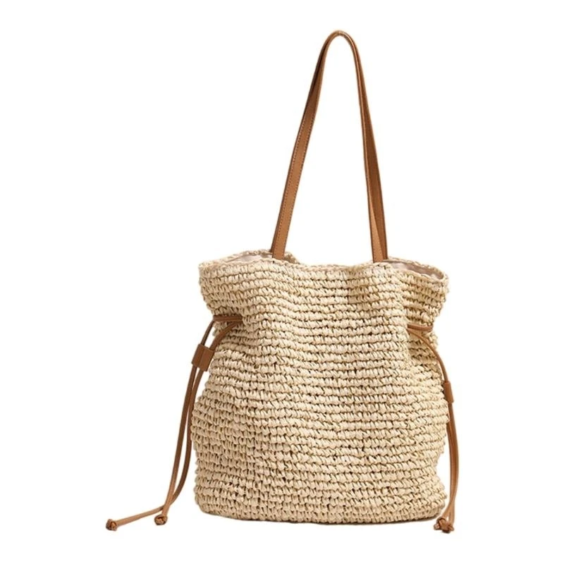 

E8FB Creative Cotton Woven Bag with Drawstring Closure Handbafor Easy Organization