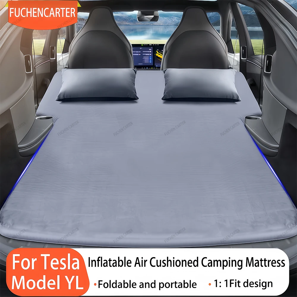 For Tesla ModelYL Launch 2026 Inflatable Air Mattress Outdoor Camping Inflatable Special Suede Fabric Car Travel Bed Accessories