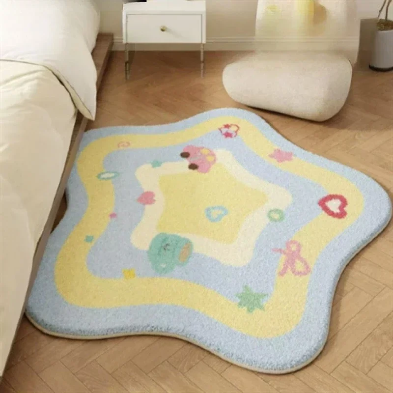 Star Shape Fluffy Carpet for Living Room  Bedroom Rugs Kids Soft Play Mat Modern Nursery Cute Cartoon Floor Mats for Children