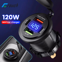 4-port 120W Car Charger Fast Charging PD30W QC3.0 Digital Display Car Phone Charger Adapter for iphone Samsung Huawei Xiaomi