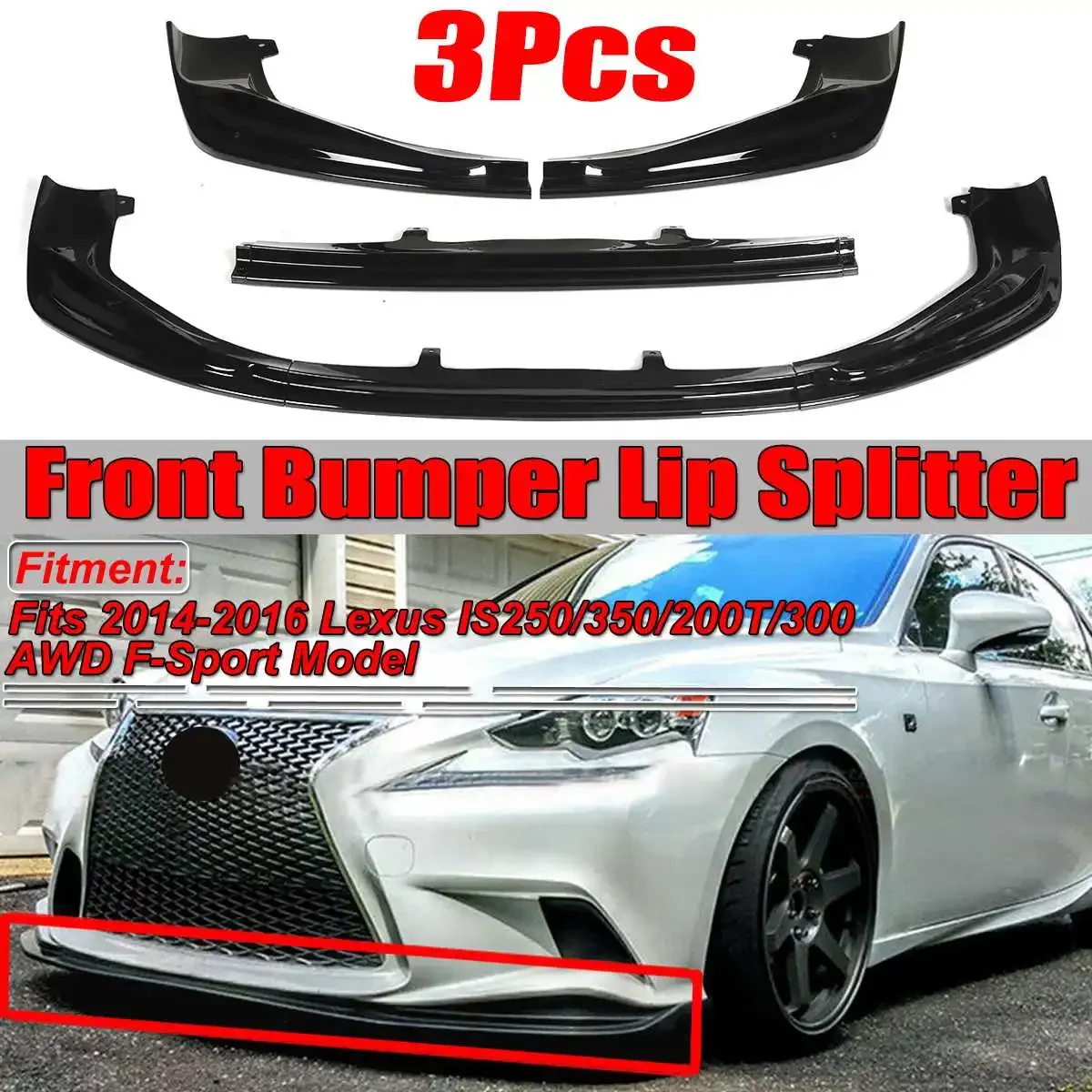 

High Quality Car Front Bumper Splitter Lip Spoiler Body Kit Diffuser Protector For Lexus IS250 IS350 IS300 F-Sport 2014-2016