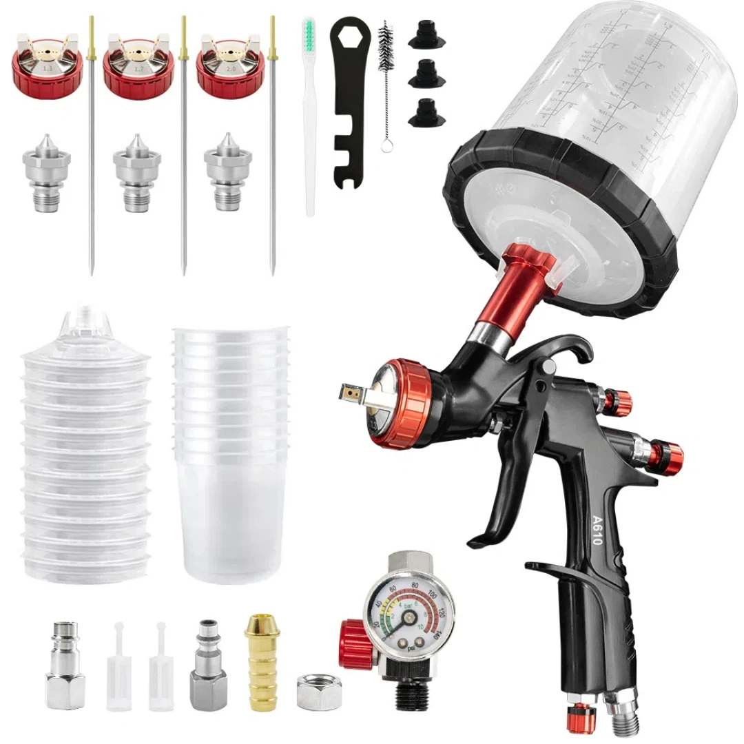 

KCNKCN A610 LVLP Spray Gun Professional R500 Air Paint Gun Spray Paint Automotive Paint Gun Airbrush 1.3/1.7/2.0mm Nozzles