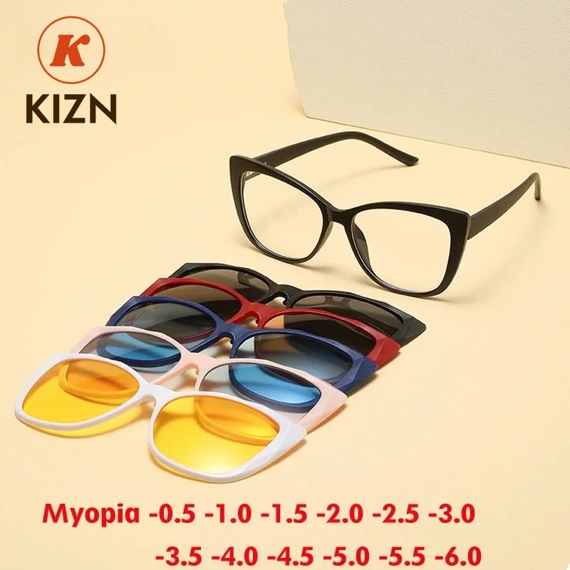 

Очки-клипсы KIZN «Кошачий глаз» для женщин, от -0.50 до -10, магнитные, многофункциональные, для коррекции близорукости, солнцезащитные, на заказ