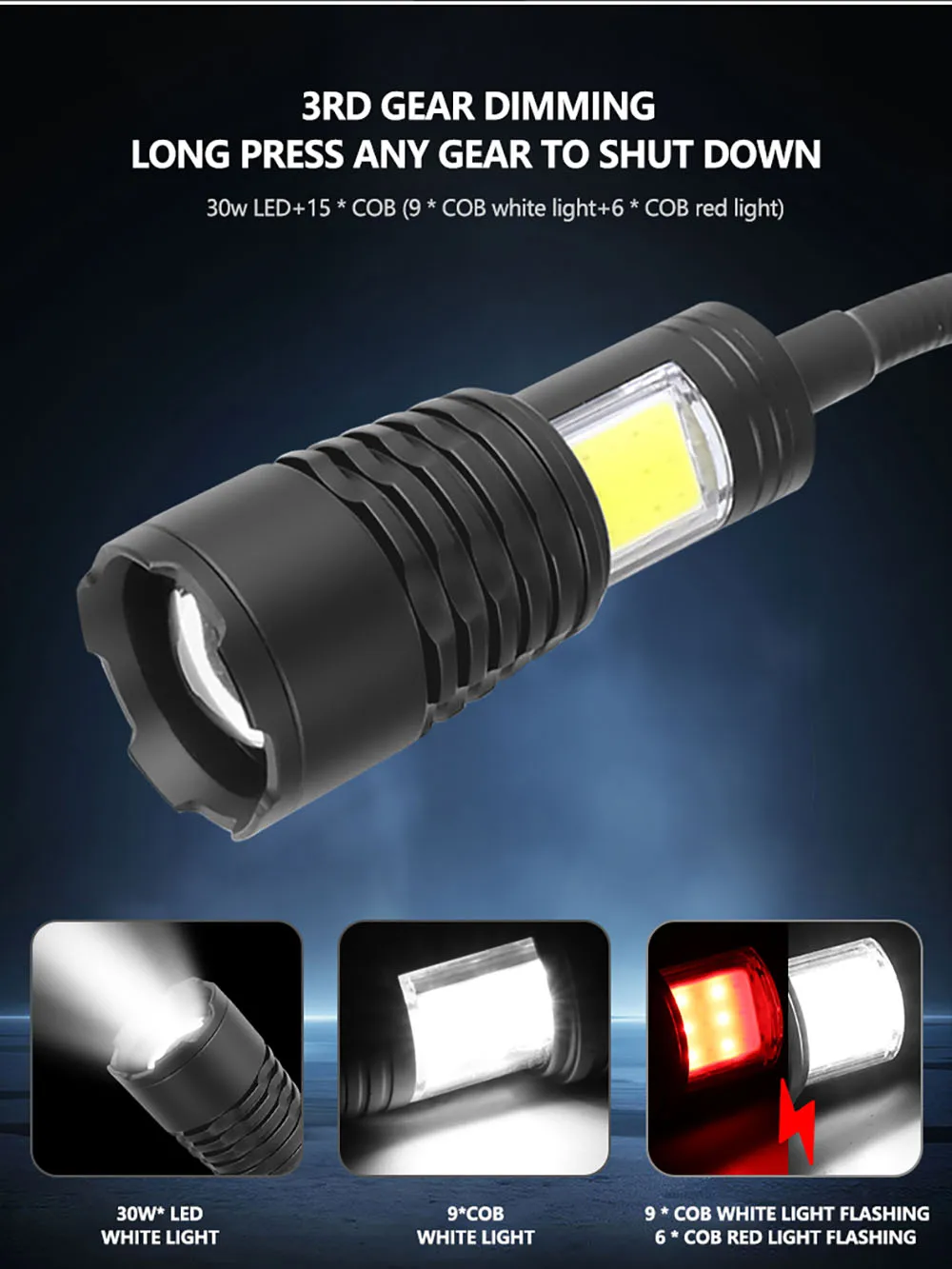 Outdoor reading lights LED Flashlight Flexible COB LED Work Light Magnetic Car Repairing Inspection Lamp Outdoor Camping Emergen