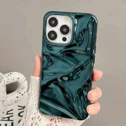 Fashion Plating Green Fold Wrinkle Phone Case For iPhone 17 Air 16 15 13 11 12 14 Pro Max Soft Silicone Cover