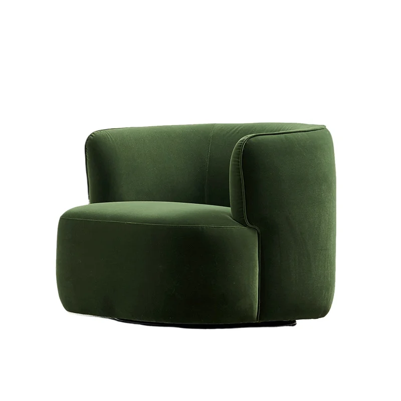 

Light luxury fabric single sofa chair modern simple rotating dark green leisure chair Nordic Internet celebrity office armchair