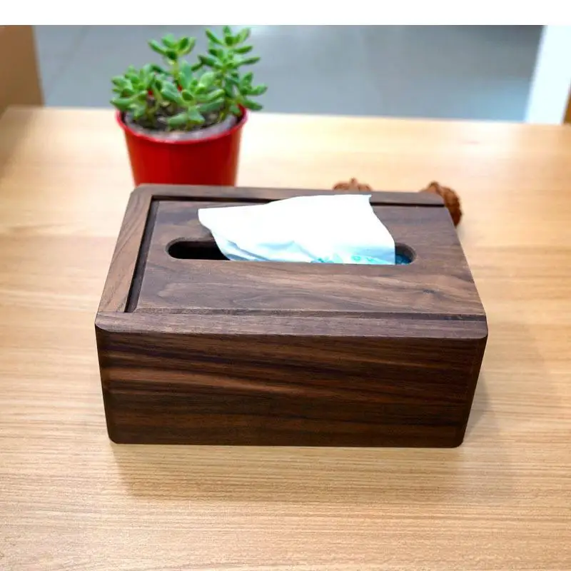 

Rectangular Wooden Tissue Box Napkin Paper Towel Rack Home Storage Boxes Holder