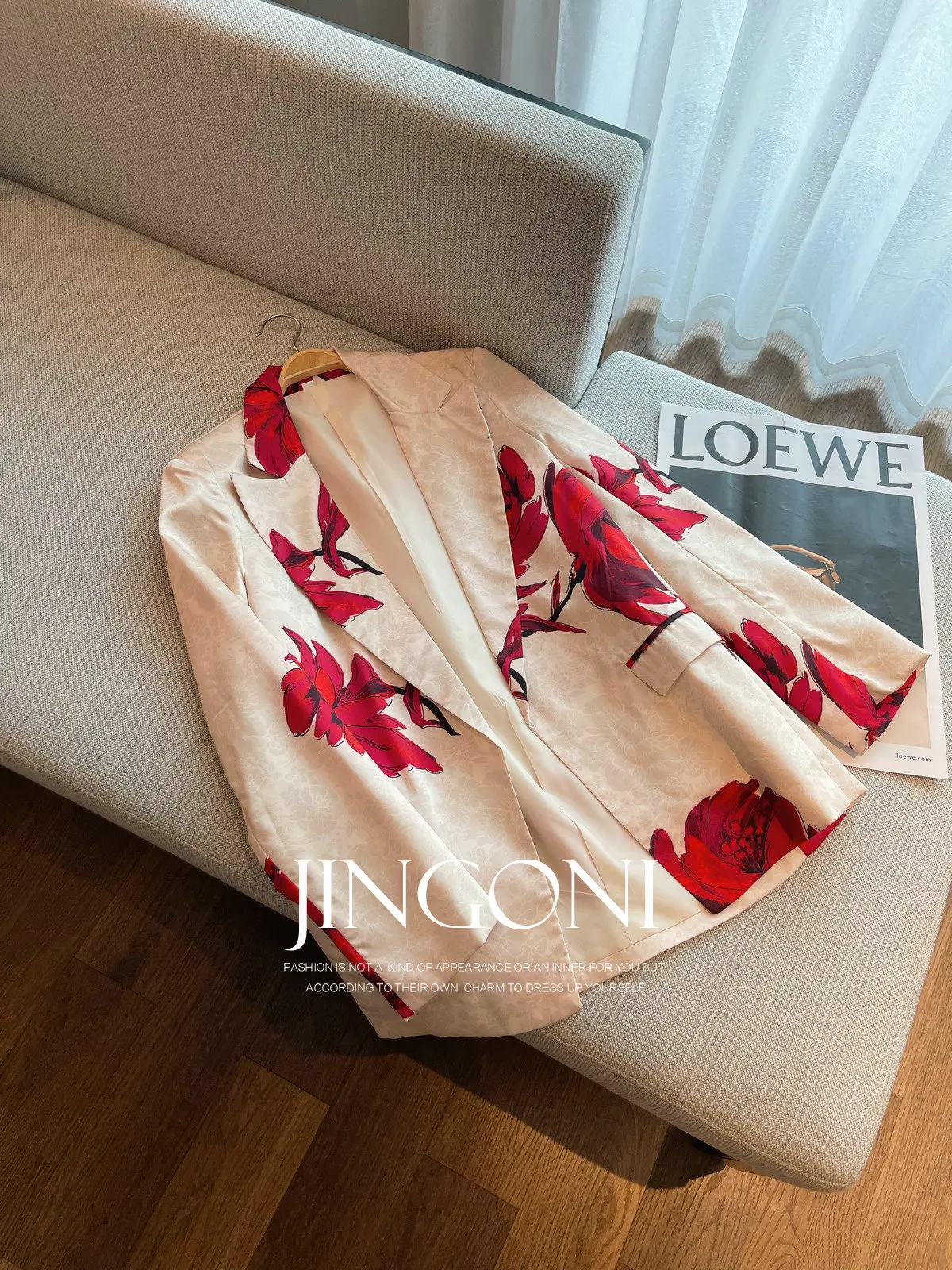 Floral Blazer Jacket Tops Y2K Women Clothing 2024 Woman Autumn Korean Style Vintage Elegant Coat Outerwears New Luxury Suit Crop