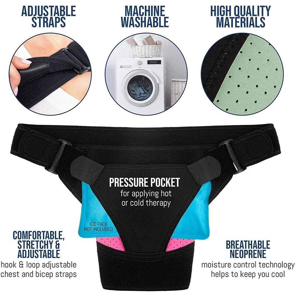 Shoulder Brace with Pressure Pad Adjustable Neoprene Shoulder Support Shoulder Pain Ice Pack Compression Sleeve Unisex