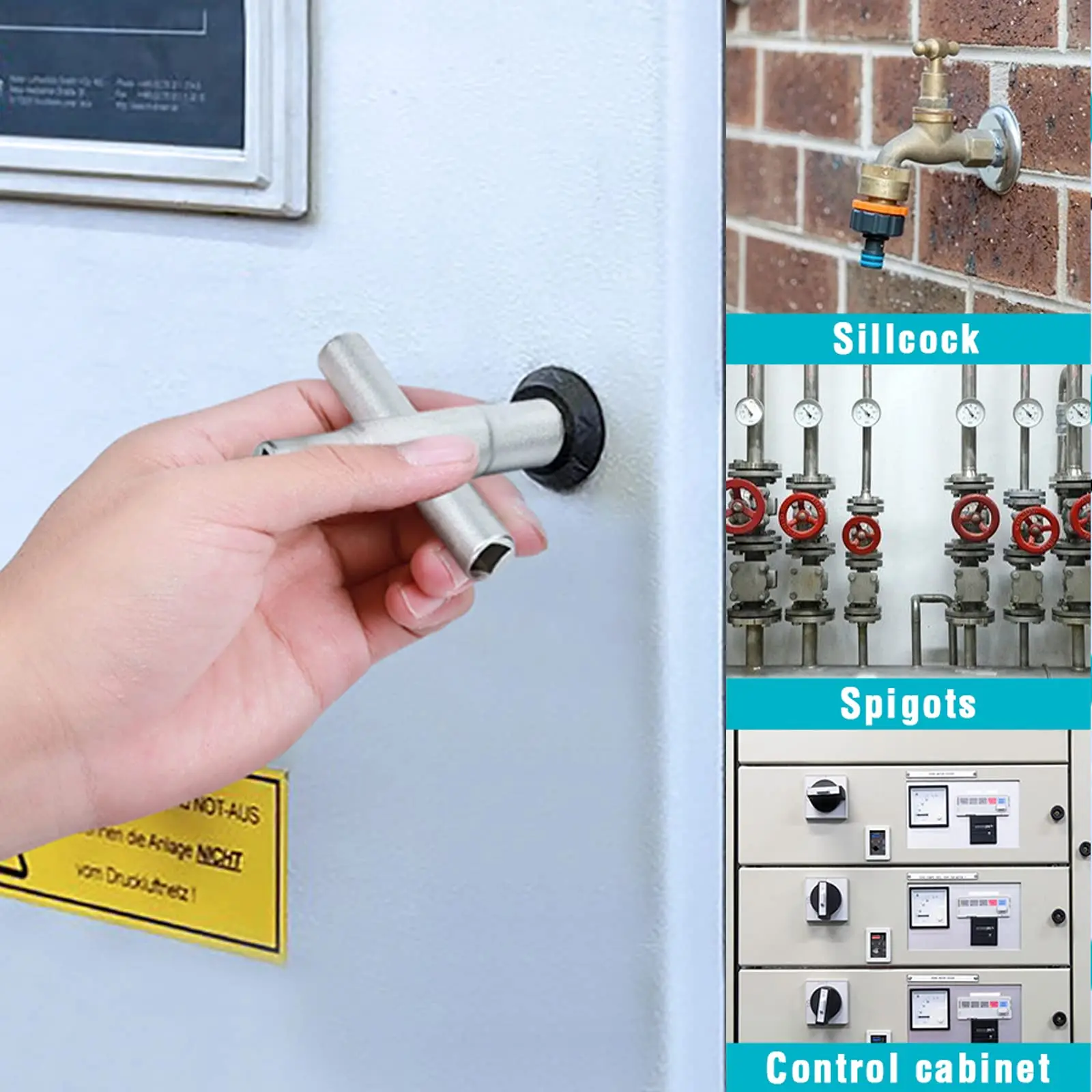 Kunci Pas Universal 4 in 1 untuk Kamar Mandi, Meteran Listrik, Lemari, Pembuangan Radiator, Ukuran 6.5mm 7mm 8mm 9mm, Soket Kunci Persegi