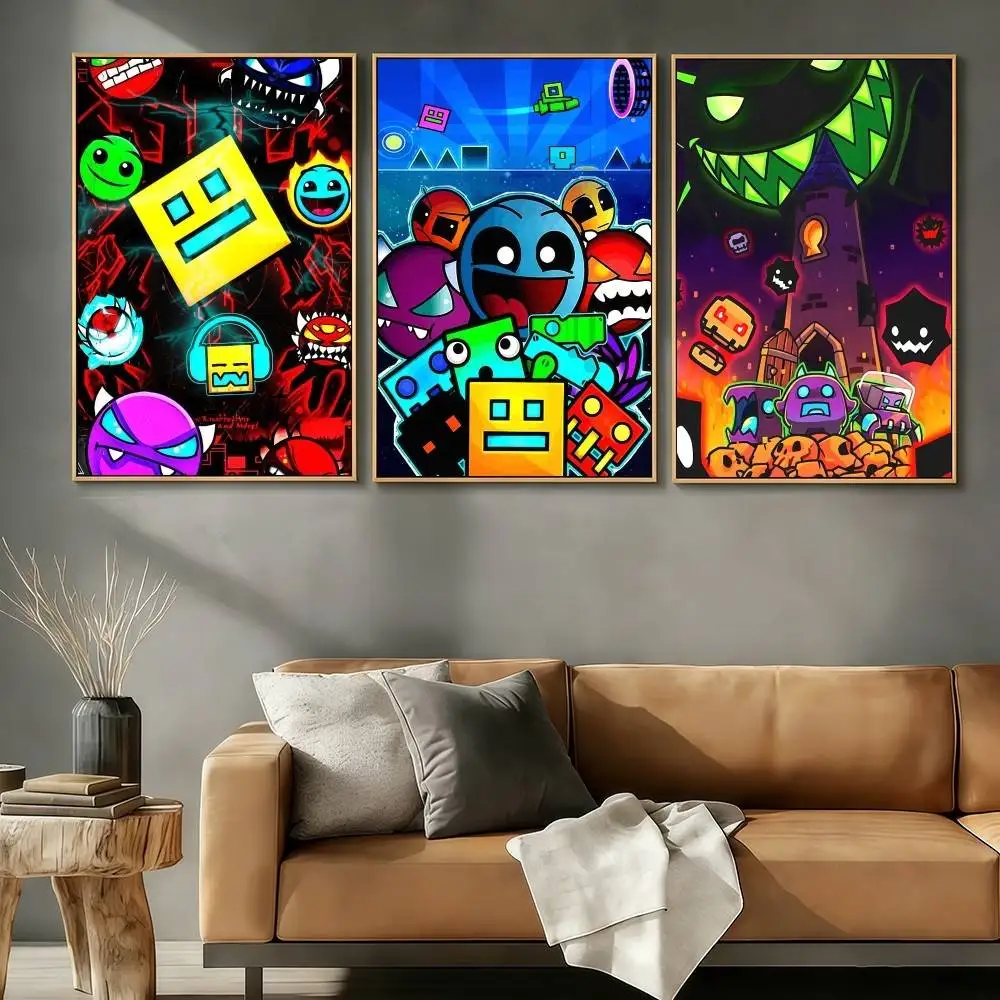 Video Game G-GeometryS D-DashS Poster Stickers High-Quality Classic Print Retro Wall Decor Living Room Home HD Gift Holidays