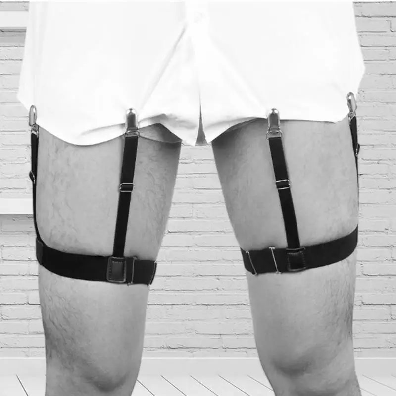 1 زوج مطاطا قميص رجالي يبقى مخطط الحمالات الأشرطة المضادة للانزلاق حزام الأربطة النايلون قابل للتعديل أصحاب القميص للذكور
