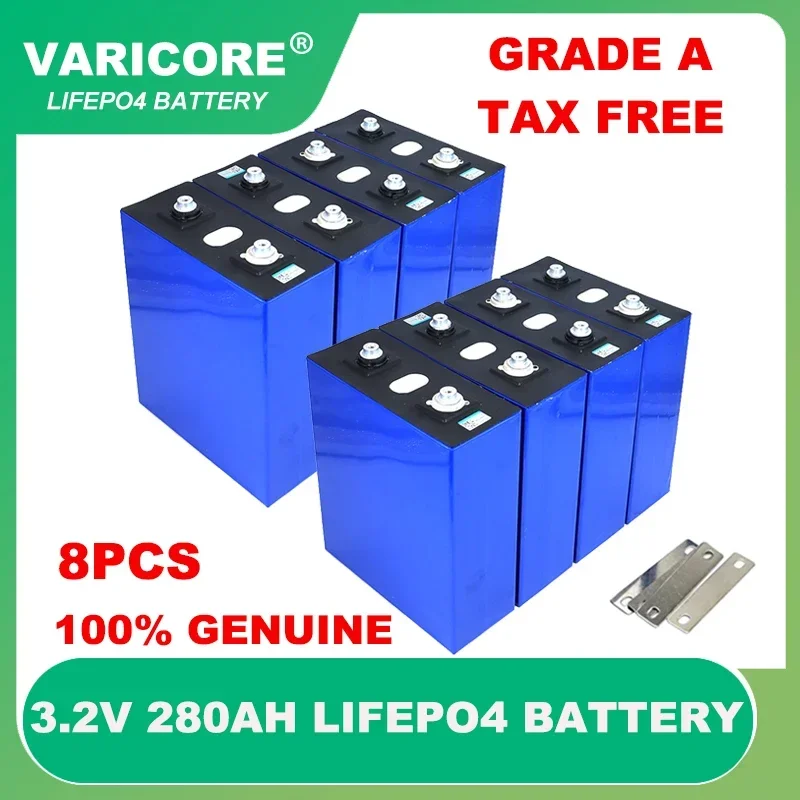 8 قطعة 3.2v 310Ah 280Ah 202Ah 135Ah Lifepo4 بطارية قابلة للشحن ليثيوم الحديد الفوسفات الخلايا الشمسية 4S 12v 24v بطاريات ضريبة شحن
