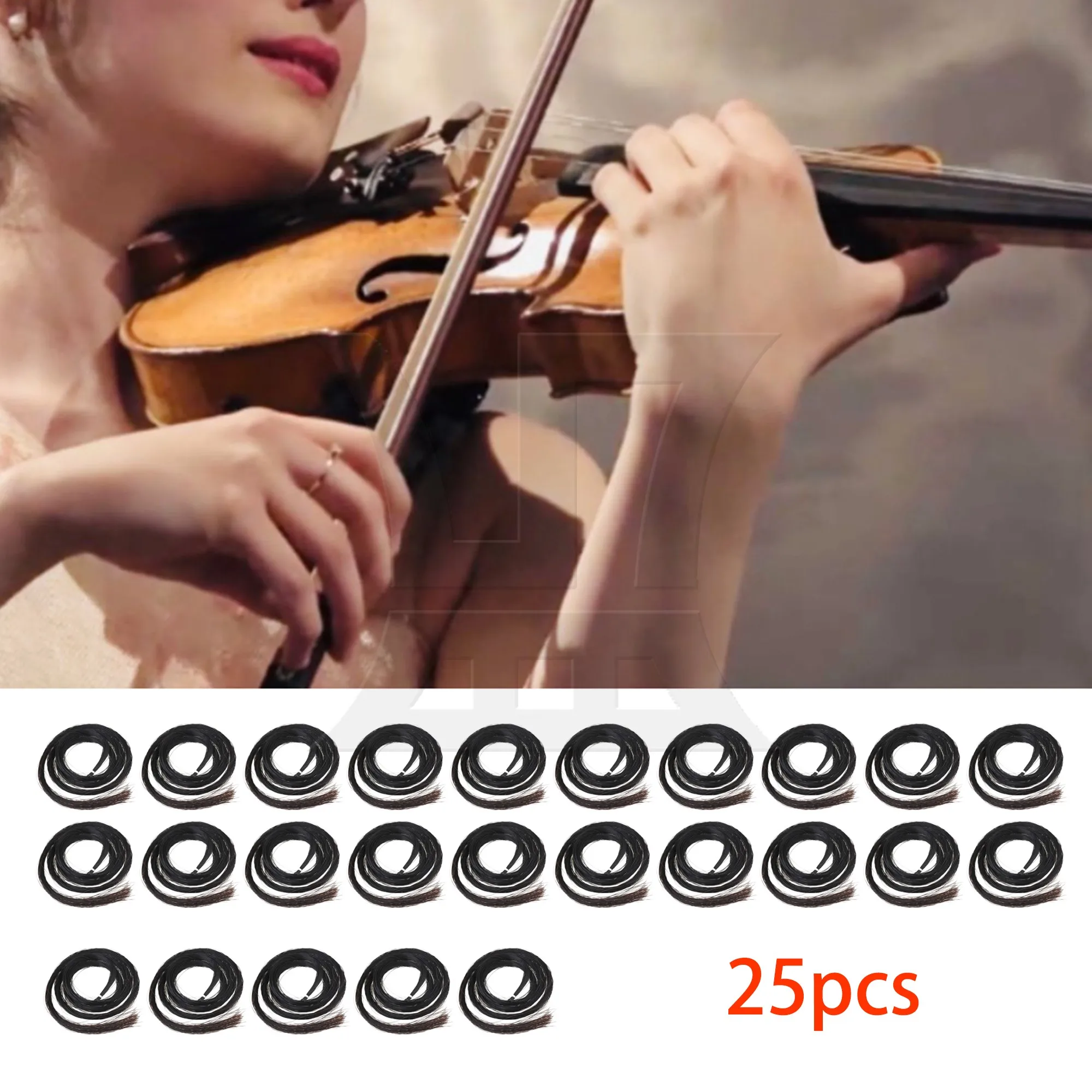 

Yibuy 25pcs Violin Tail Hair, Black, Length 82-85cm, Suitable For Violin Repair And Replacement
