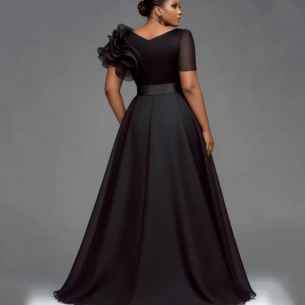 Customized Mother of the Bride Dresses Short Sleeves A Line Formal Gowns V Neck Bride Party Dress Vintage Robes Invitée Mariage image 2