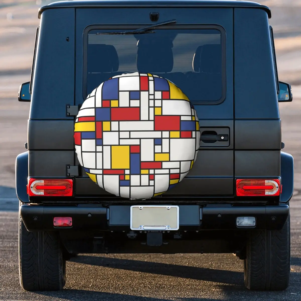 Mondrian Minimalist De Stijl Modern Spare Tire Cover for Jeep SUV RV 4WD Pajero 4x4 Wheel Protector Covers 14