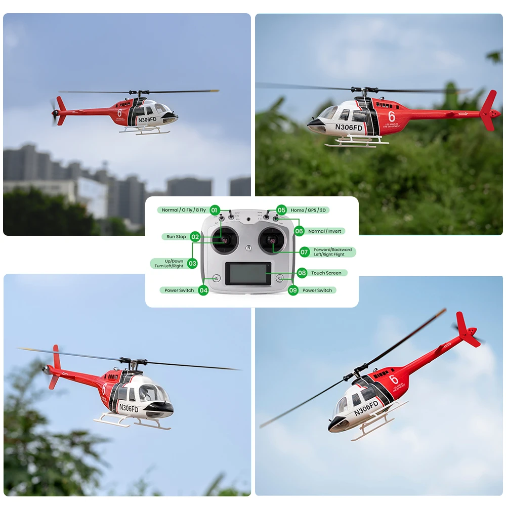 FLYWING Bell 206 V3 helicóptero a escala 6CH posicionamiento GPS y larga resistencia 1:16 RC avión con H1 rc heli Hobby para adultos