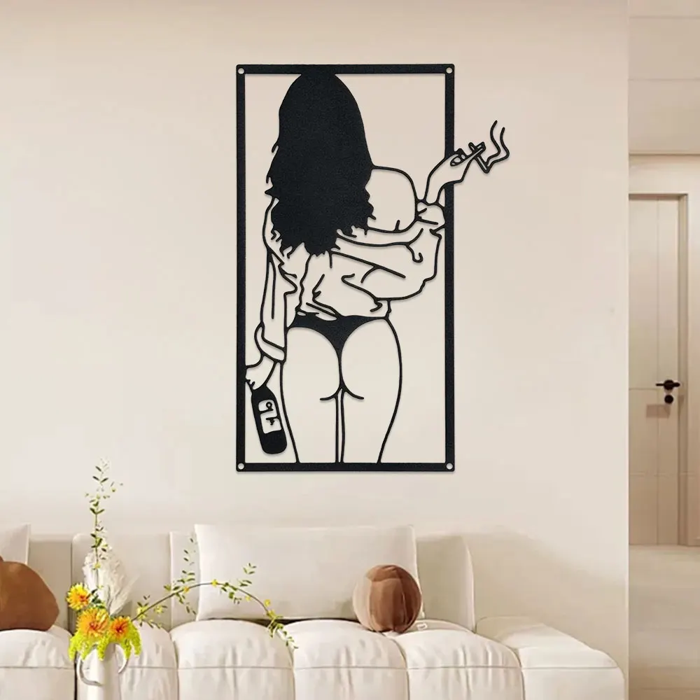 Wall Art Decor, Abstract Woman Wall Art,  Metal Modern Line Drawing Wall Art Decor, Wall Home Hanging for Bedroom Kitchen