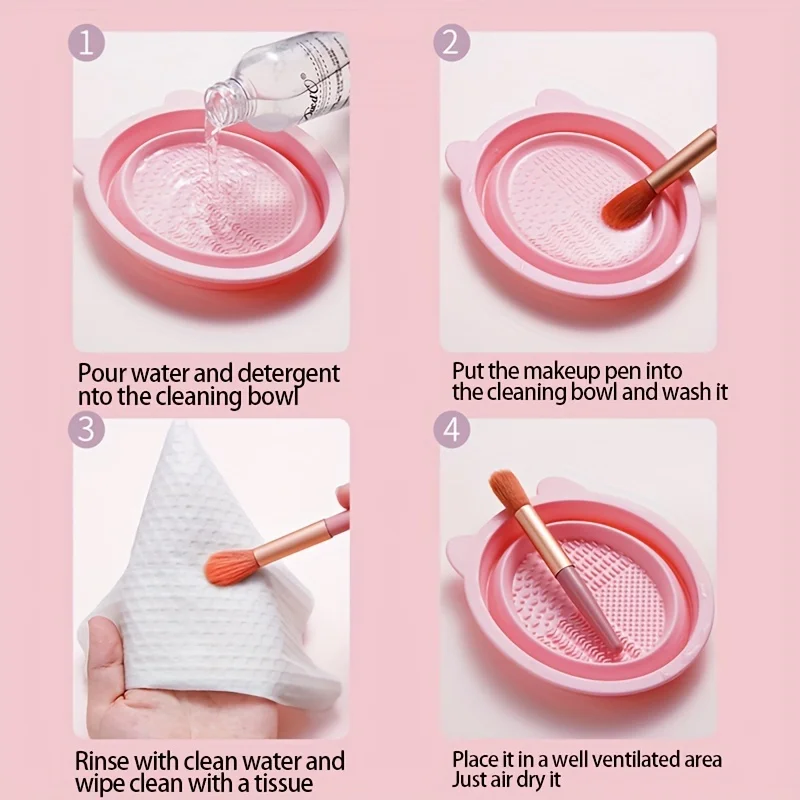 Nettoyeur de pinceaux de maquillage en Silicone, bol de nettoyage de bouffantes de poudre pliante, pinceaux de fard à paupières, tapis doux de lavage, outils de beauté, boîte à récurer
