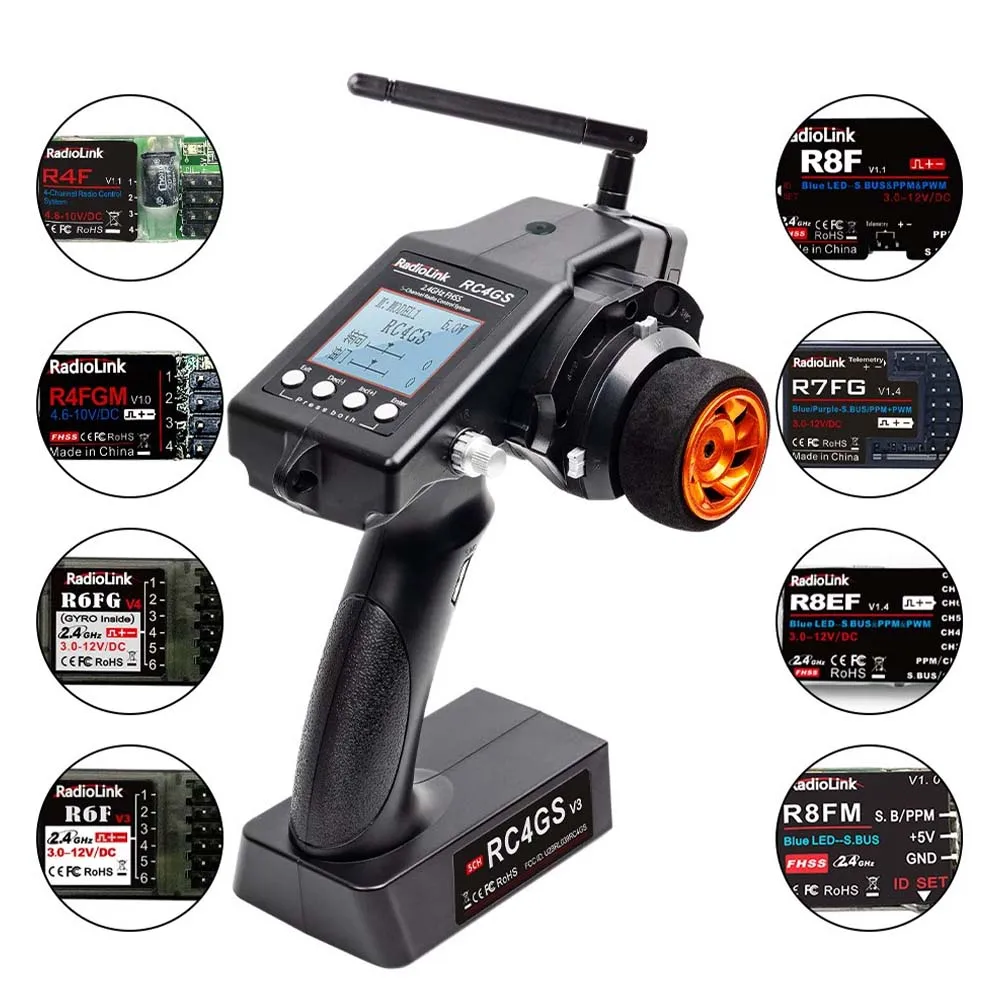 RadioLink RC4GS V3 2.4G 4/5/7CH 400M Remote Controller With Built-in Gyro R6FG RX For RC Car Boat